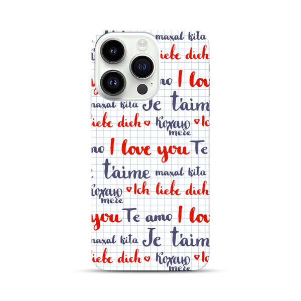 Love Message Multilingual Pattern iPhone 14 Pro Hard Case