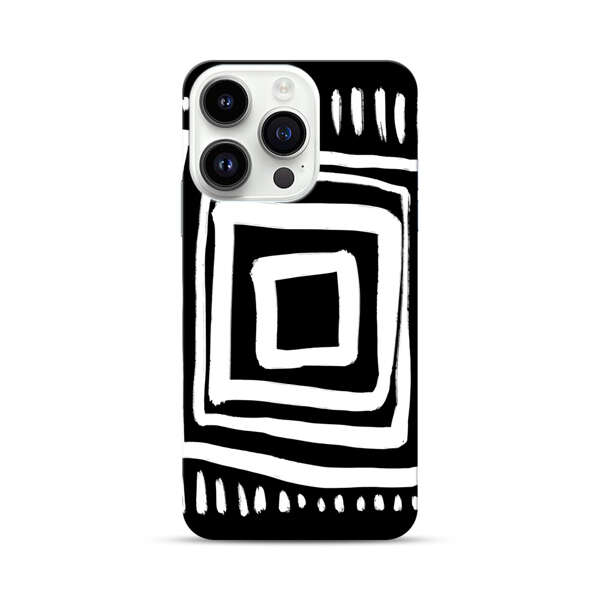 Minimalist Geometric Black and White Design iPhone 14 Pro Hard Case