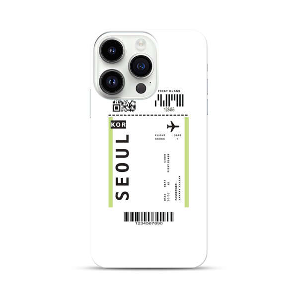 Minimalist Seoul Boarding Pass iPhone 14 Pro Hard Case