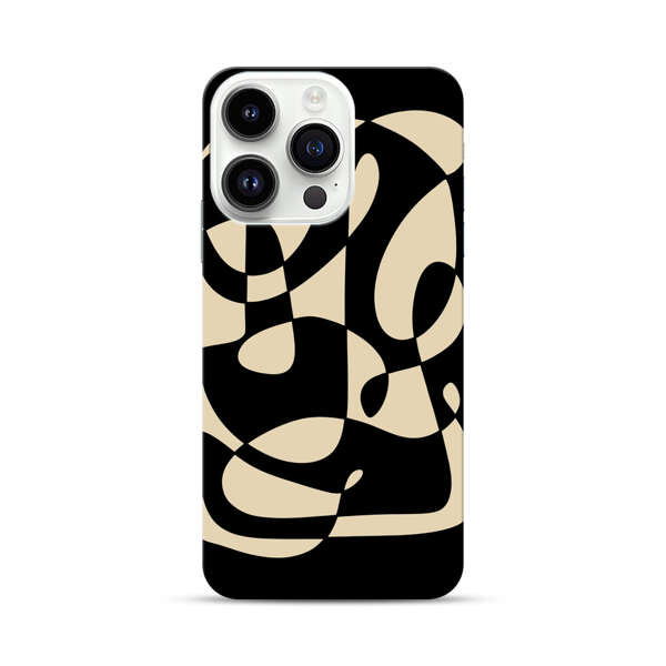 Modern Abstract Beige and Black Geometry iPhone 14 Pro Hard Case