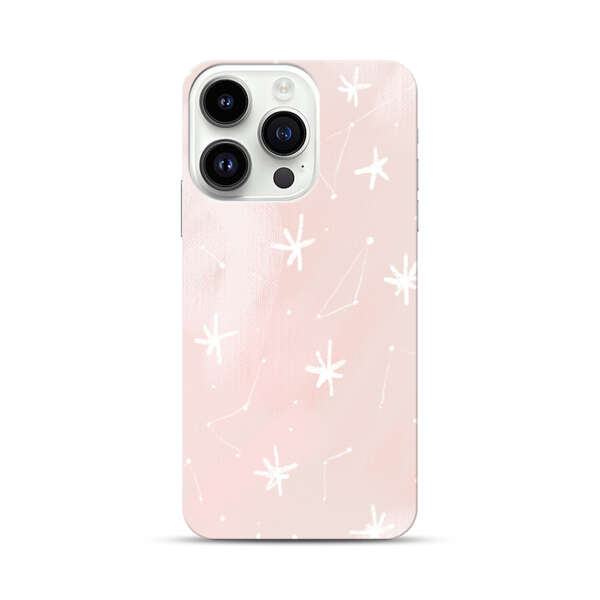 Pink Stars and Constellation Pattern iPhone 14 Pro Hard Case