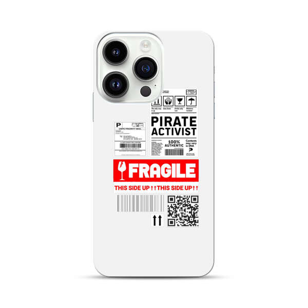 Pirate Activist Fragile Shipping Label iPhone 14 Pro Hard Case