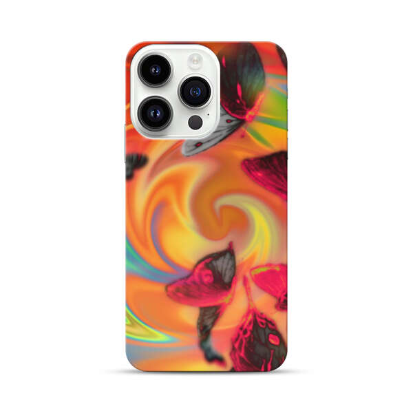 Psychedelic Butterflies Swirl iPhone 14 Pro Hard Case