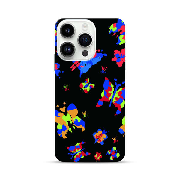 Vibrant Abstract Butterflies and Floral Splashes iPhone 14 Pro Hard Case