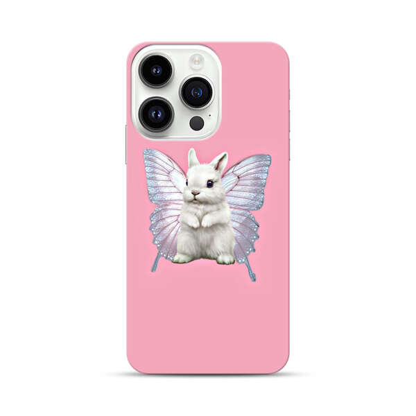 White Bunny with Butterfly Wings iPhone 14 Pro Hard Case