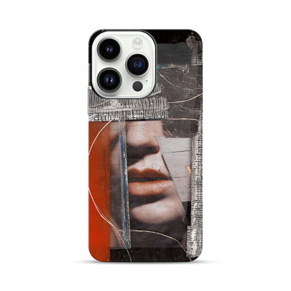 Abstract Collage Close Up Face iPhone 14 Pro Impact Case