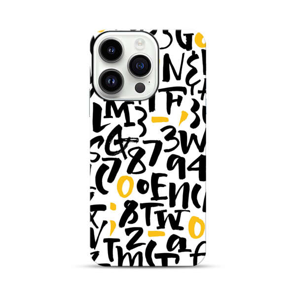 Abstract Typography Letter Number Pattern iPhone 14 Pro Impact Case