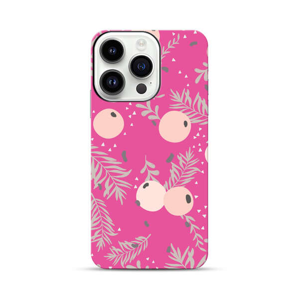Berries Floral Pattern Pink Background iPhone 14 Pro Impact Case