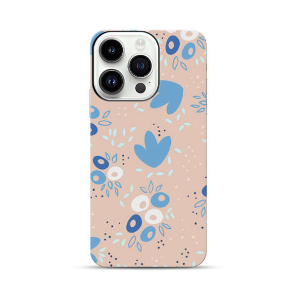 Blue Floral Pattern iPhone 14 Pro Impact Case