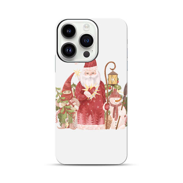 Christmas Santa Elf Snowman Festive Illustration iPhone 14 Pro Impact Case