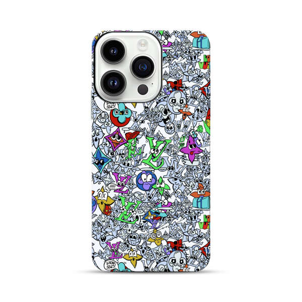 Colorful Cartoon Graffiti Pattern iPhone 14 Pro Impact Case