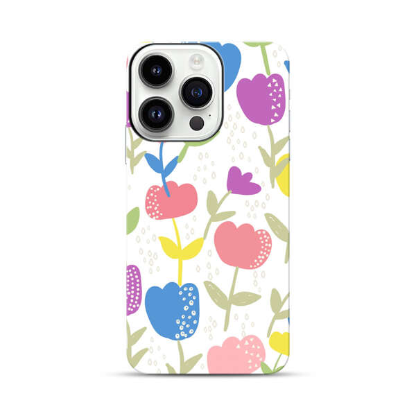 Colorful Tulip Floral Pattern iPhone 14 Pro Impact Case