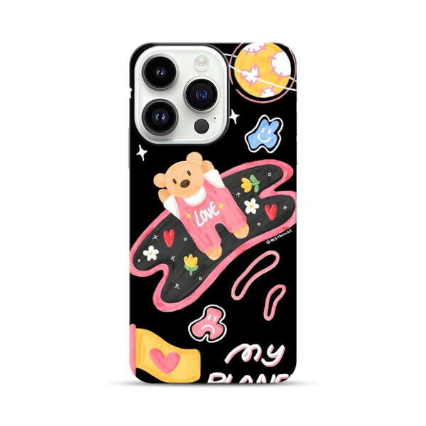 Cute Teddy Bear Love Space Design iPhone 14 Pro Impact Case