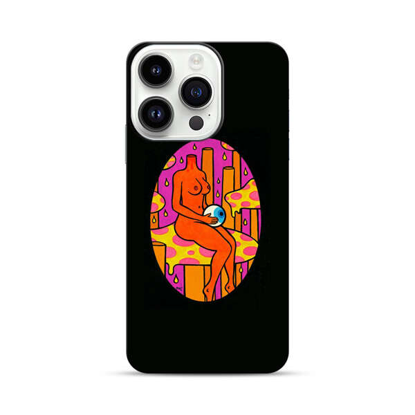 Faceless Nude Figure Holding Sphere Abstract Art iPhone 14 Pro Impact Case