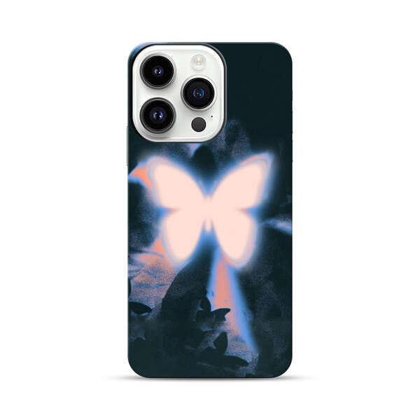 Glowing White Butterfly iPhone 14 Pro Impact Case