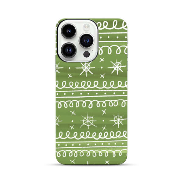 Green White Stars Loop Pattern iPhone 14 Pro Impact Case