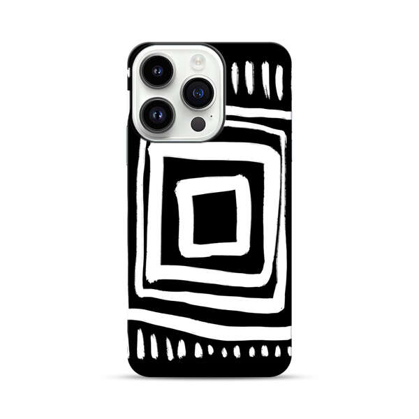 Minimalist Geometric Black and White Design iPhone 14 Pro Impact Case