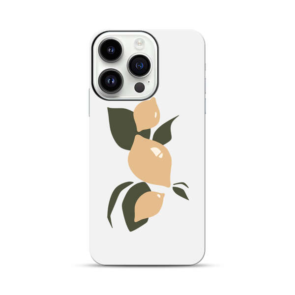 Minimalistic Beige Lemons with Green Leaves iPhone 14 Pro Impact Case