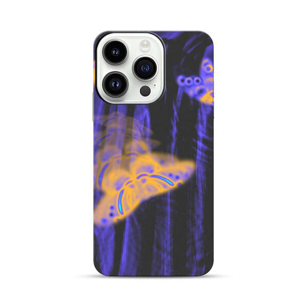 Neon Glowing Butterflies iPhone 14 Pro Impact Case