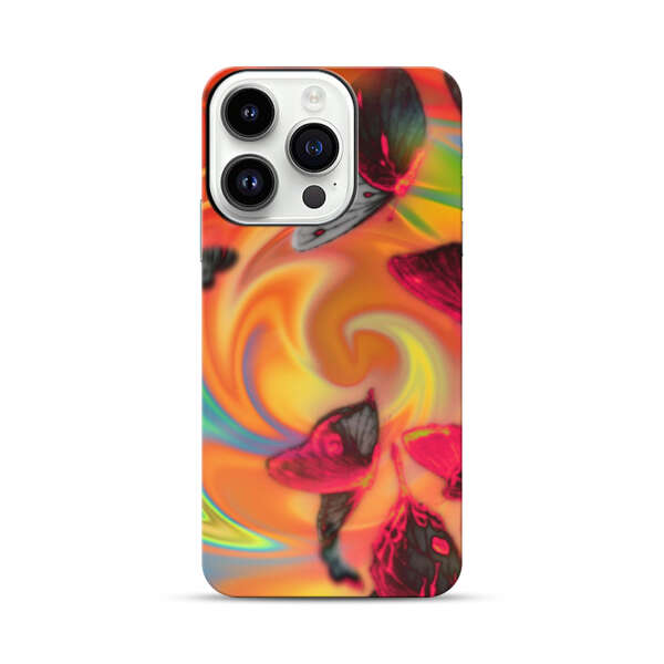 Psychedelic Butterflies Swirl iPhone 14 Pro Impact Case