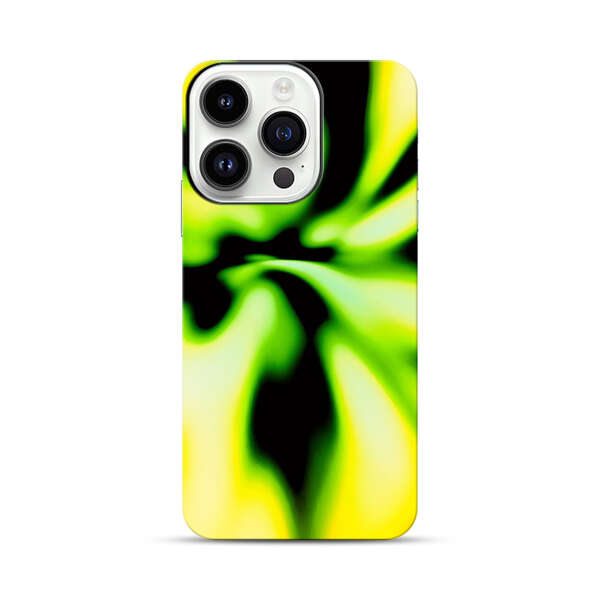 Vibrant Abstract Green and Yellow Swirl iPhone 14 Pro Impact Case