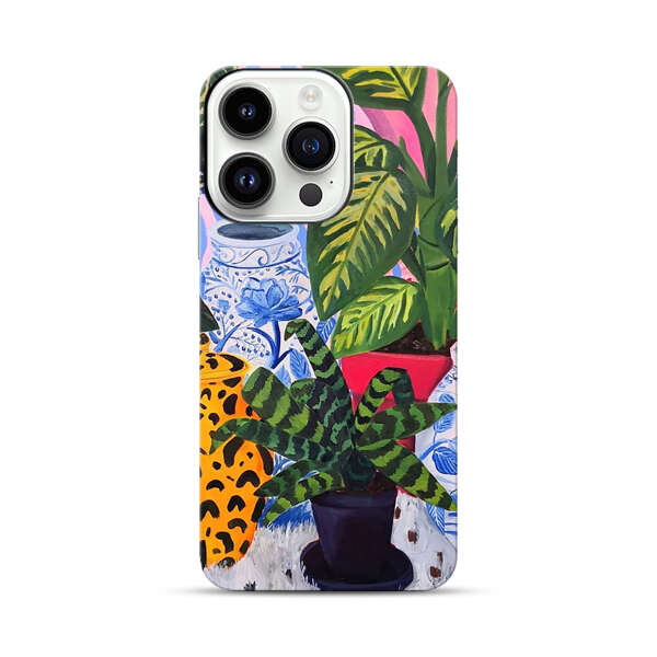 Vibrant Tropical Plants and Decorative Vases iPhone 14 Pro Impact Case