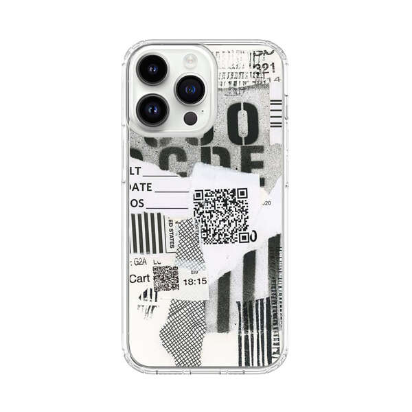 Abstract Collage Torn Paper Barcodes iPhone 14 Pro Max Case