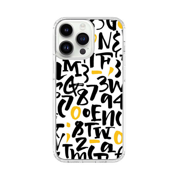 Abstract Typography Letter Number Pattern iPhone 14 Pro Max Case