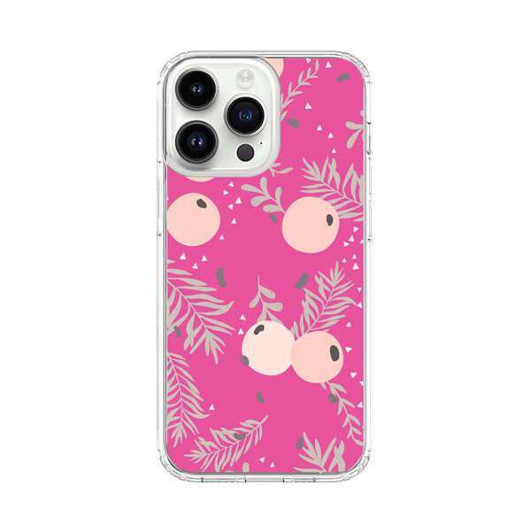 Berries Floral Pattern Pink Background iPhone 14 Pro Max Case