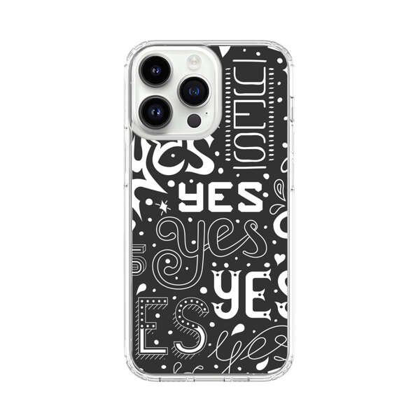 Bold Playful Typography Yes Pattern iPhone 14 Pro Max Case