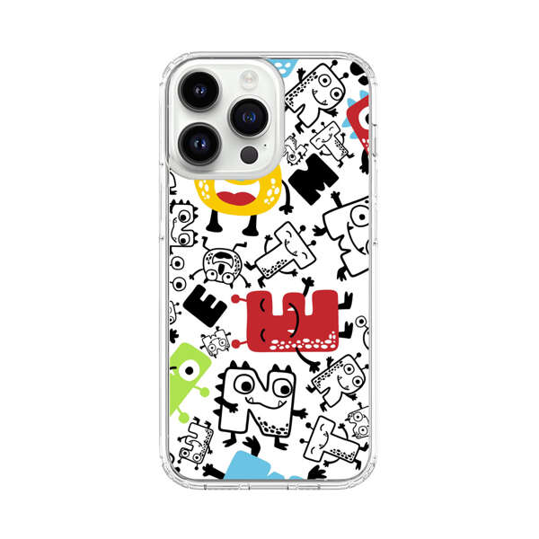 Colorful Cartoon Monsters Letters Pattern iPhone 14 Pro Max Case