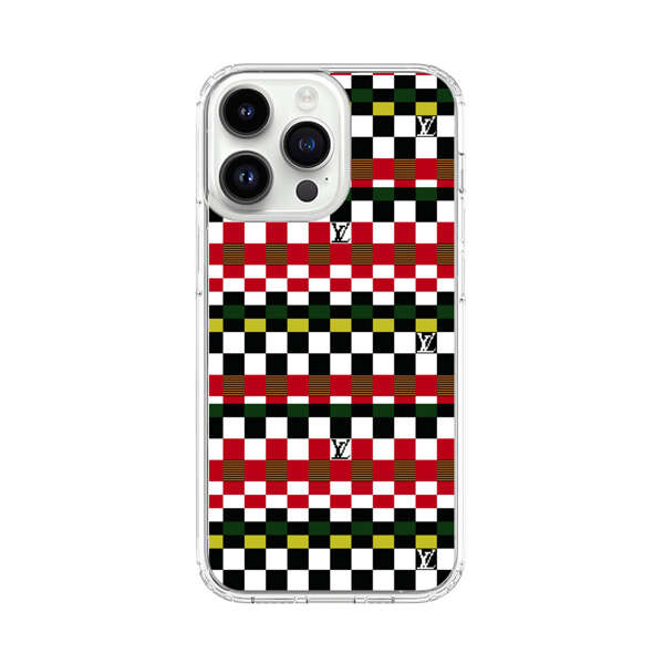Colorful Checkerboard Stripes Pattern iPhone 14 Pro Max Case