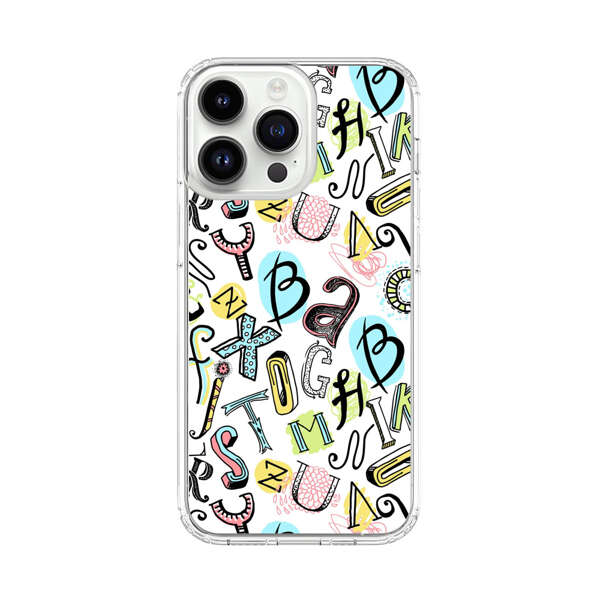 Colorful Scattered Alphabet Letters Pattern iPhone 14 Pro Max Case