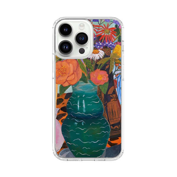 Colorful Still Life with Flower Vases and Shell iPhone 14 Pro Max Case