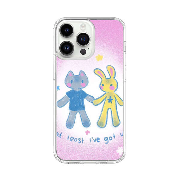 Cute Cat and Rabbit Holding Hands iPhone 14 Pro Max Case