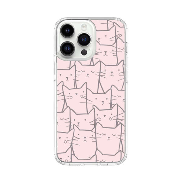 Cute Hand Drawn Cat Pattern iPhone 14 Pro Max Case