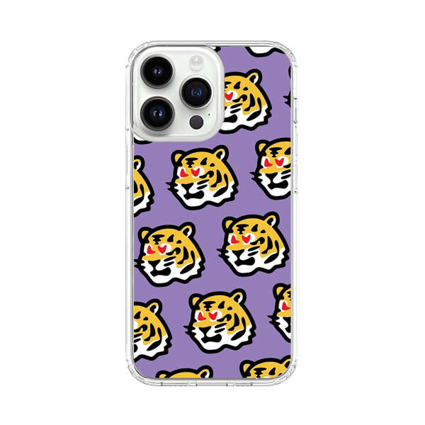 Cute Tiger with Heart Eyes Pattern iPhone 14 Pro Max Case