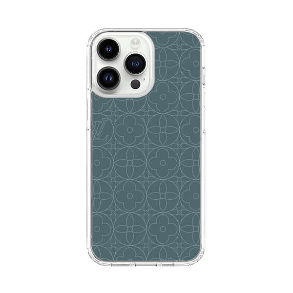 Elegant Blue Geometric Floral Pattern iPhone 14 Pro Max Case