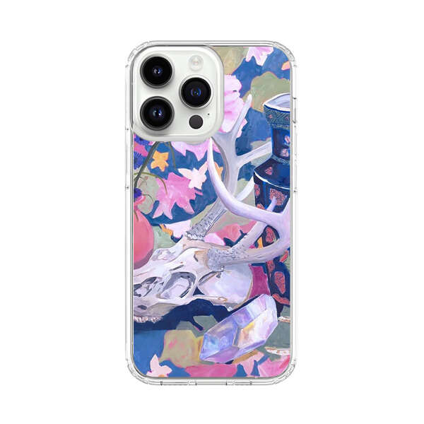 Floral Ornate Vases with Antlers Skull and Crystal iPhone 14 Pro Max Case