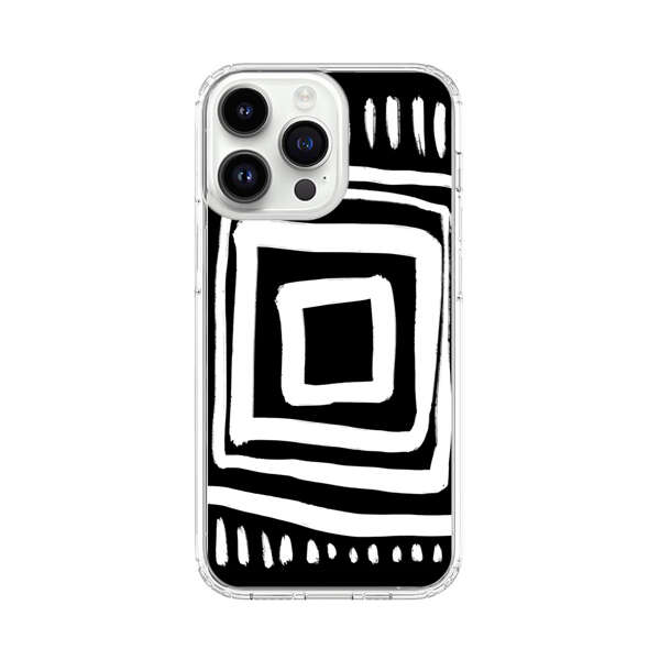 Minimalist Geometric Black and White Design iPhone 14 Pro Max Case