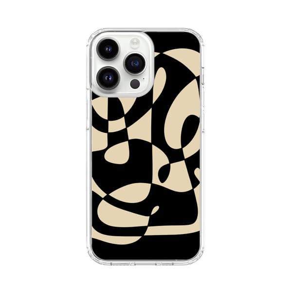 Modern Abstract Beige and Black Geometry iPhone 14 Pro Max Case