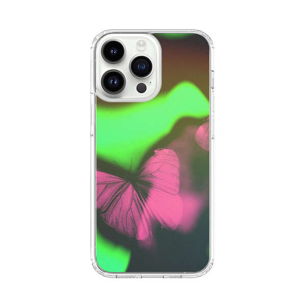 Pink Butterflies Green Background iPhone 14 Pro Max Case