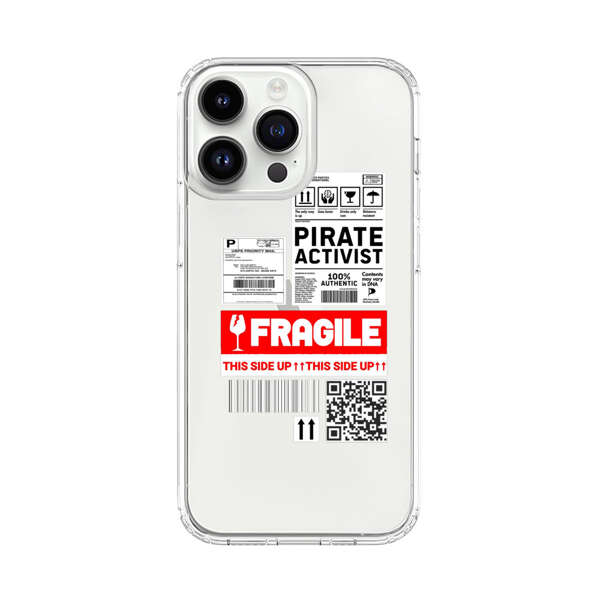 Pirate Activist Fragile Shipping Label iPhone 14 Pro Max Case