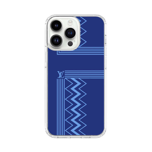 Stylish Geometric Zigzag Pattern in Blue iPhone 14 Pro Max Case