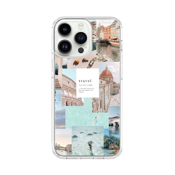 Travel Scenic Collage with Landmarks and Coastline iPhone 14 Pro Max Case