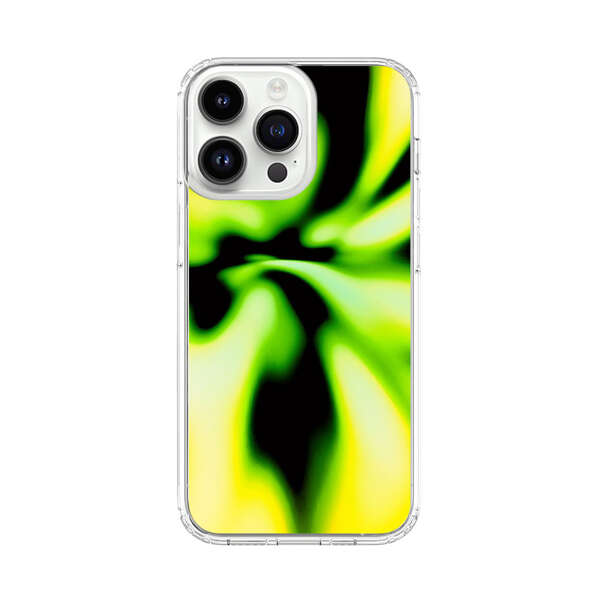Vibrant Abstract Green and Yellow Swirl iPhone 14 Pro Max Case