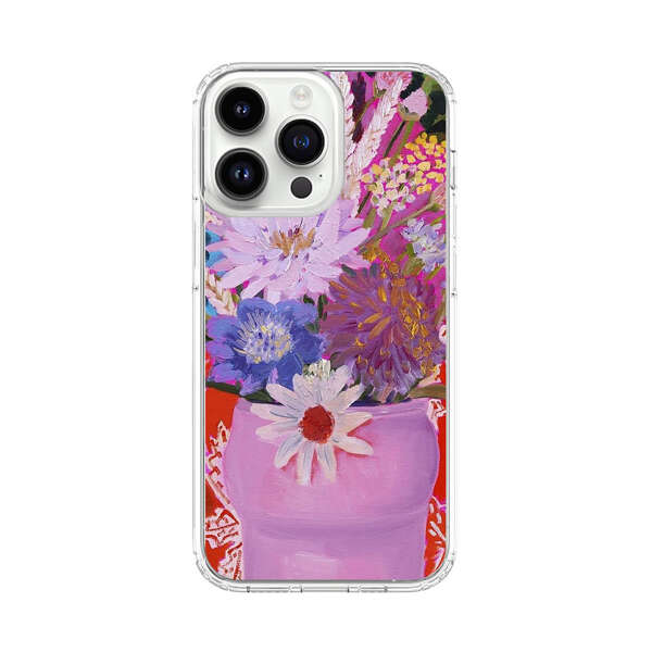 Vibrant Floral Bouquet in Pink Vase iPhone 14 Pro Max Case