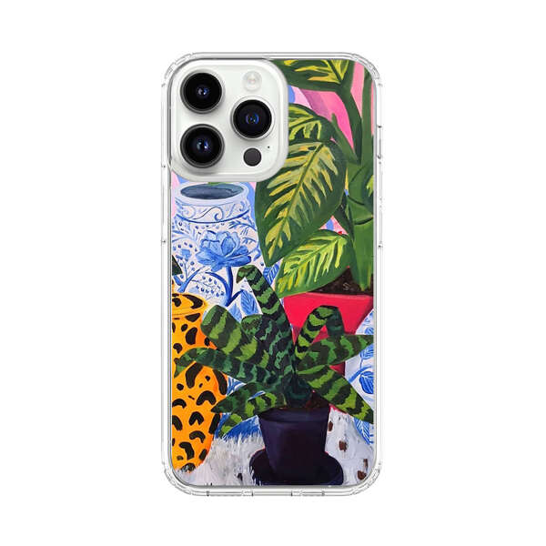 Vibrant Tropical Plants and Decorative Vases iPhone 14 Pro Max Case