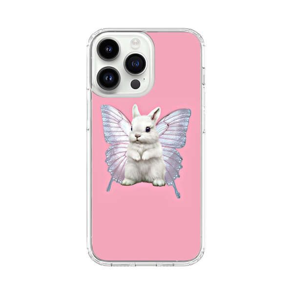 White Bunny with Butterfly Wings iPhone 14 Pro Max Case