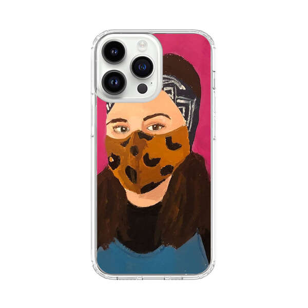 Woman Leopard Print Face Mask iPhone 14 Pro Max Case